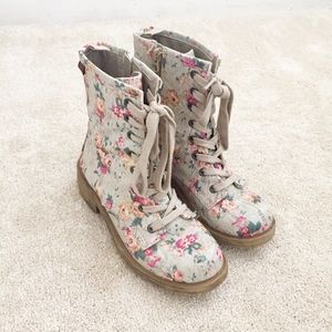 Flower Print Moto Boots